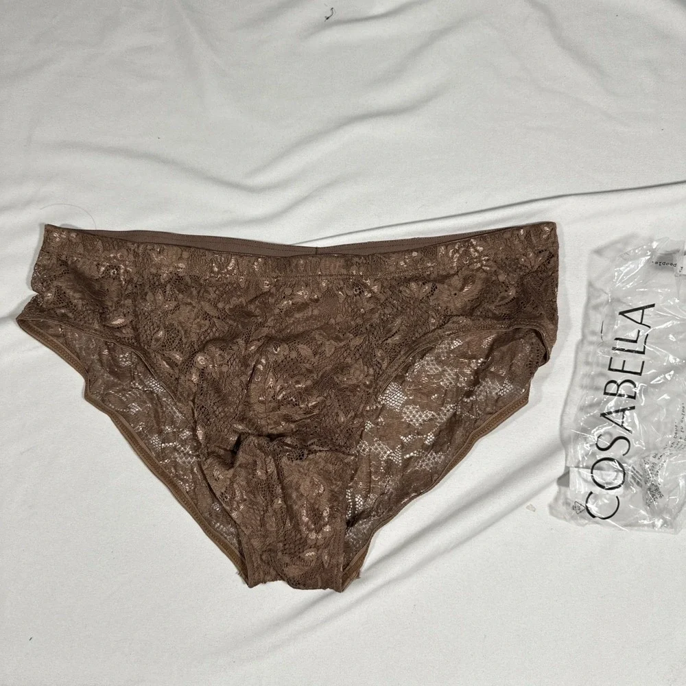 NWT Cosabella [ MEN Large ] Never Say Never Comfort Micro Brief Lace Brown U1940